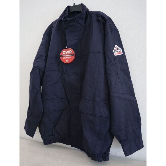 Bulwark JLJ6NV Men's Sz XL Navy DWR Flame Resistant Unlined Bomber Jacket - Picture 5 of 12